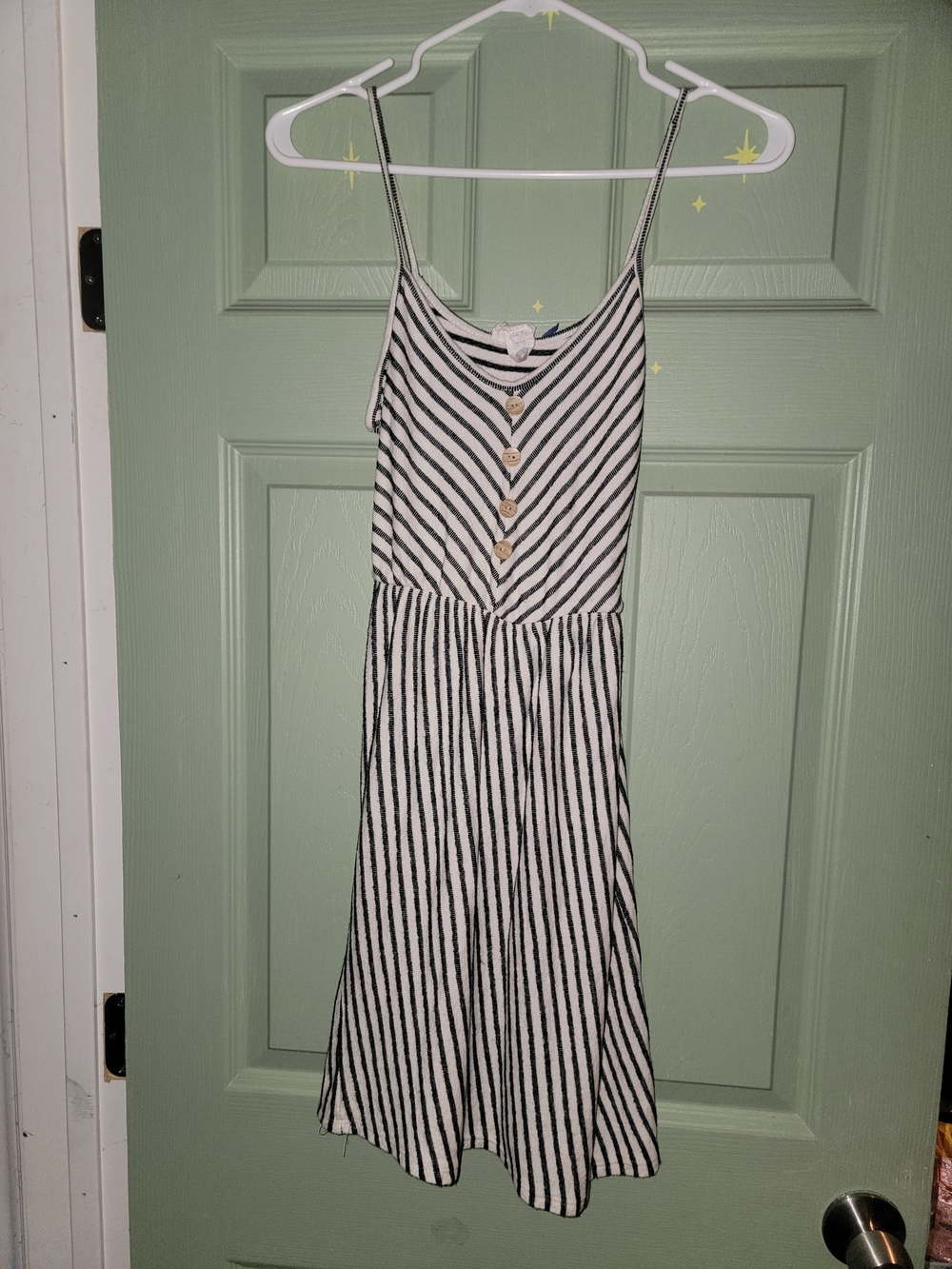 Caution To The Wind Black & White Striped Spaghetti Strap Midi Dress